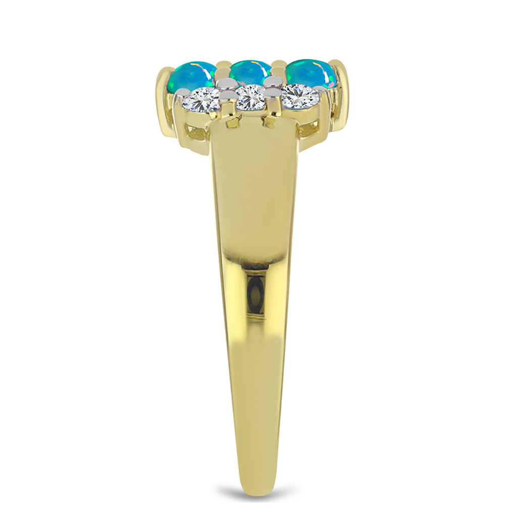 Pozlátený Strieborný Prsteň s Etiópskym Paraiba Modrým Opálom a Bielym Topásom