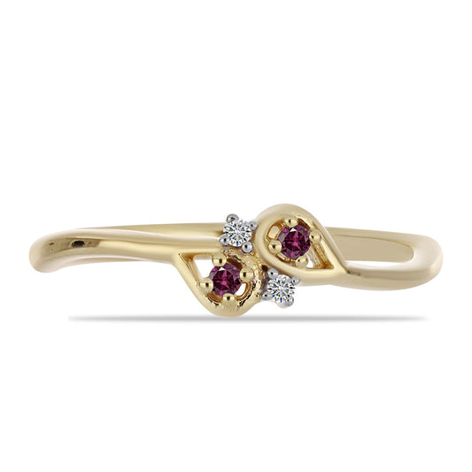 Pozlátený Strieborný Prsteň s Fialovým Diamantom a Bielym Diamantom