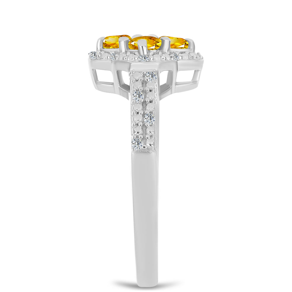 Strieborný Prsteň s Uralským Citrínom a Bielym Topásom