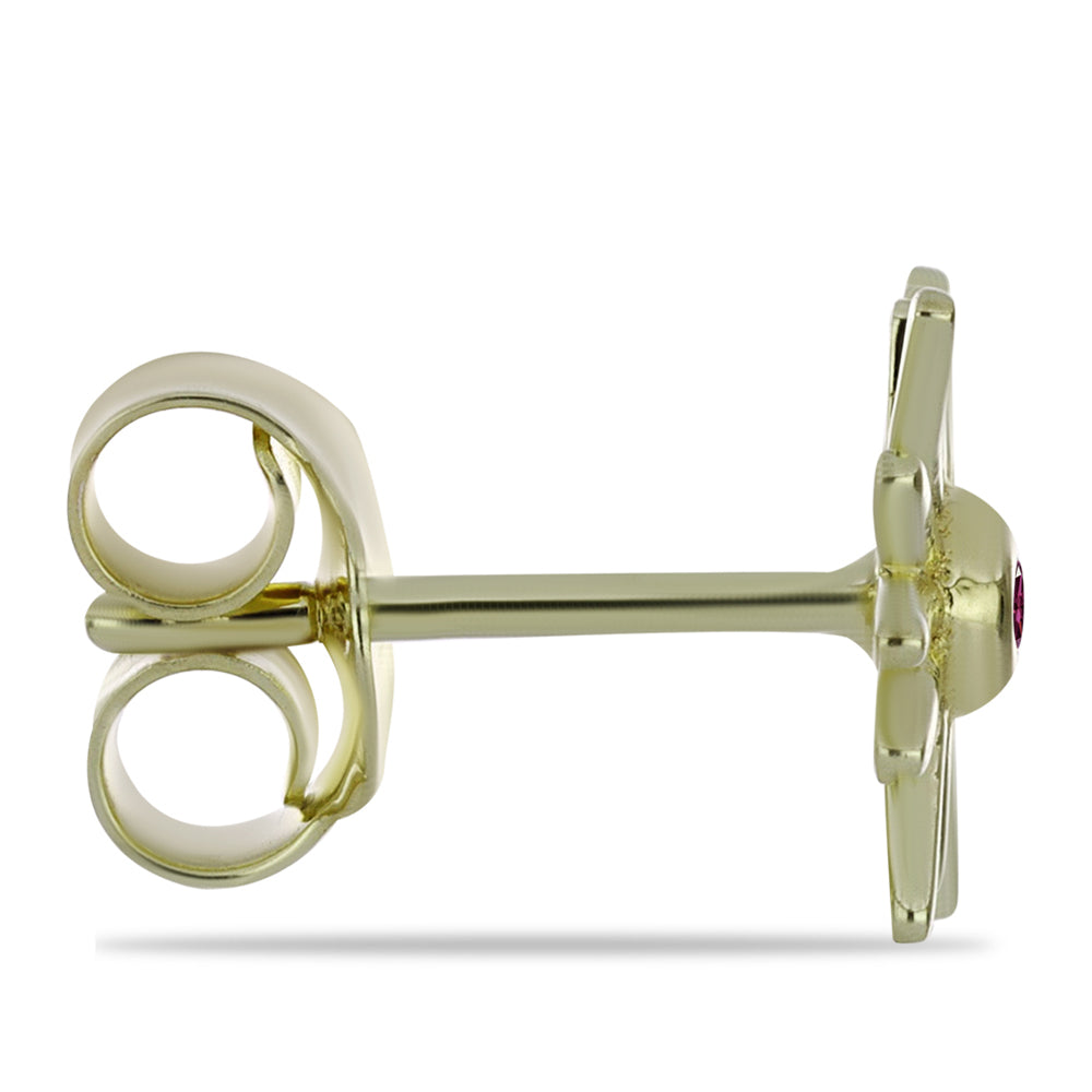 Pozlátené Strieborné Náušnice s Fialovým Diamantom