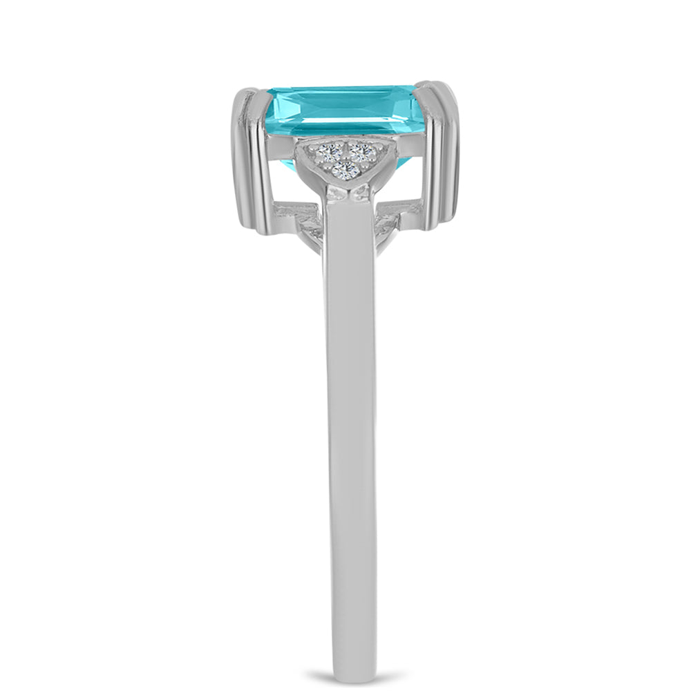 Strieborný Prsteň s Paraiba Kremeňom a Bielym Topásom