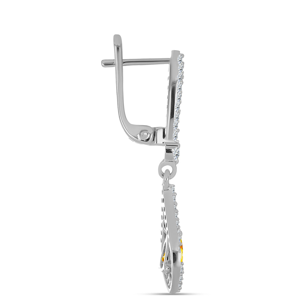 Strieborné Náušnice s Uralským Citrínom a Bielym Topásom