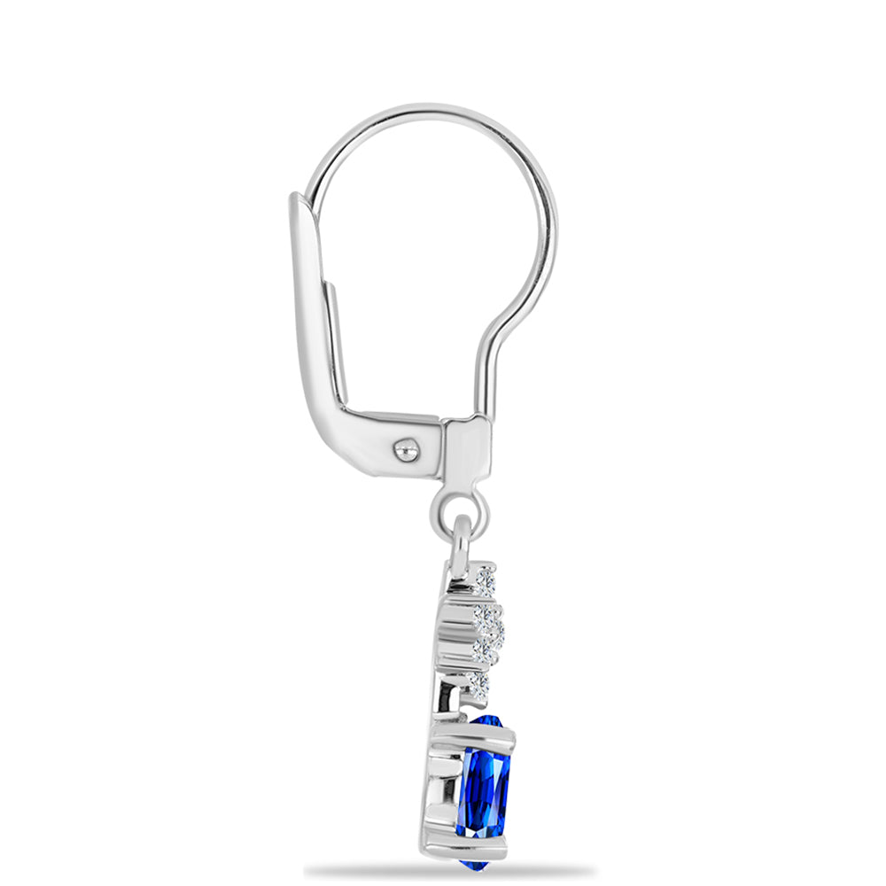 Strieborné Náušnice s Austrálskym Modrým Zafírom a Bielym Topásom
