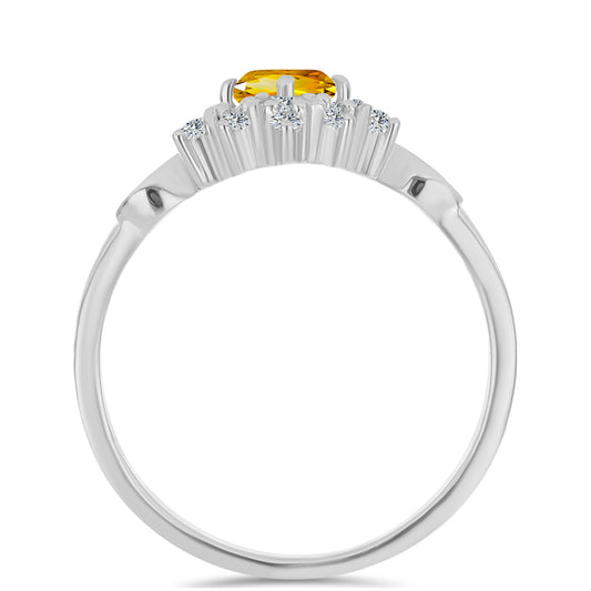 Strieborný Prsteň s Uralským Citrínom a Bielym Topásom