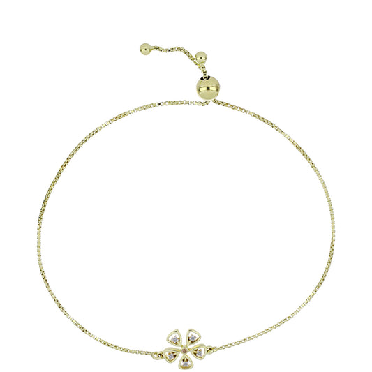 Pozlátený Strieborný Náramok s Champagne Diamantom a Bielym Diamantom