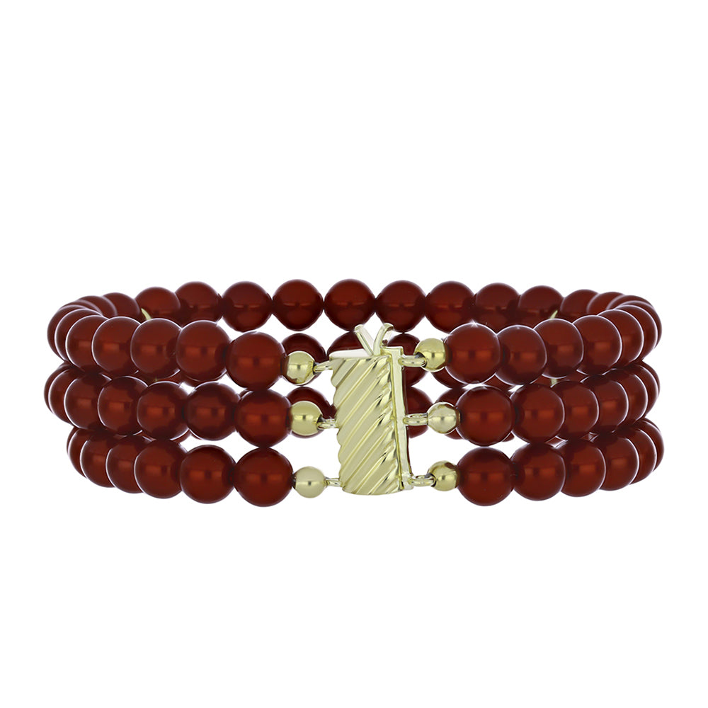 Pozlátený Strieborný Náramok s Červená sladkovodná perlou