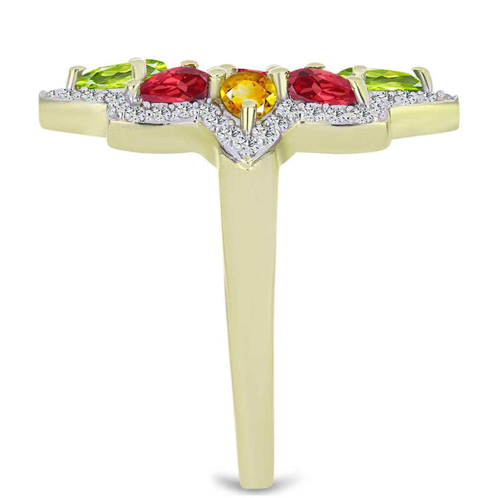 Pozlátený Strieborný Prsteň s Dúhovým Zafírom a Bielym Topásom