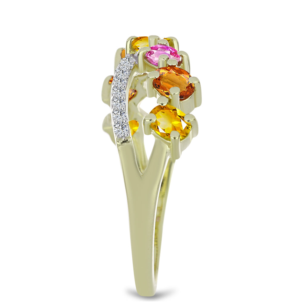 Pozlátený Strieborný Prsteň s Dúhovým Zafírom a Bielym Topásom