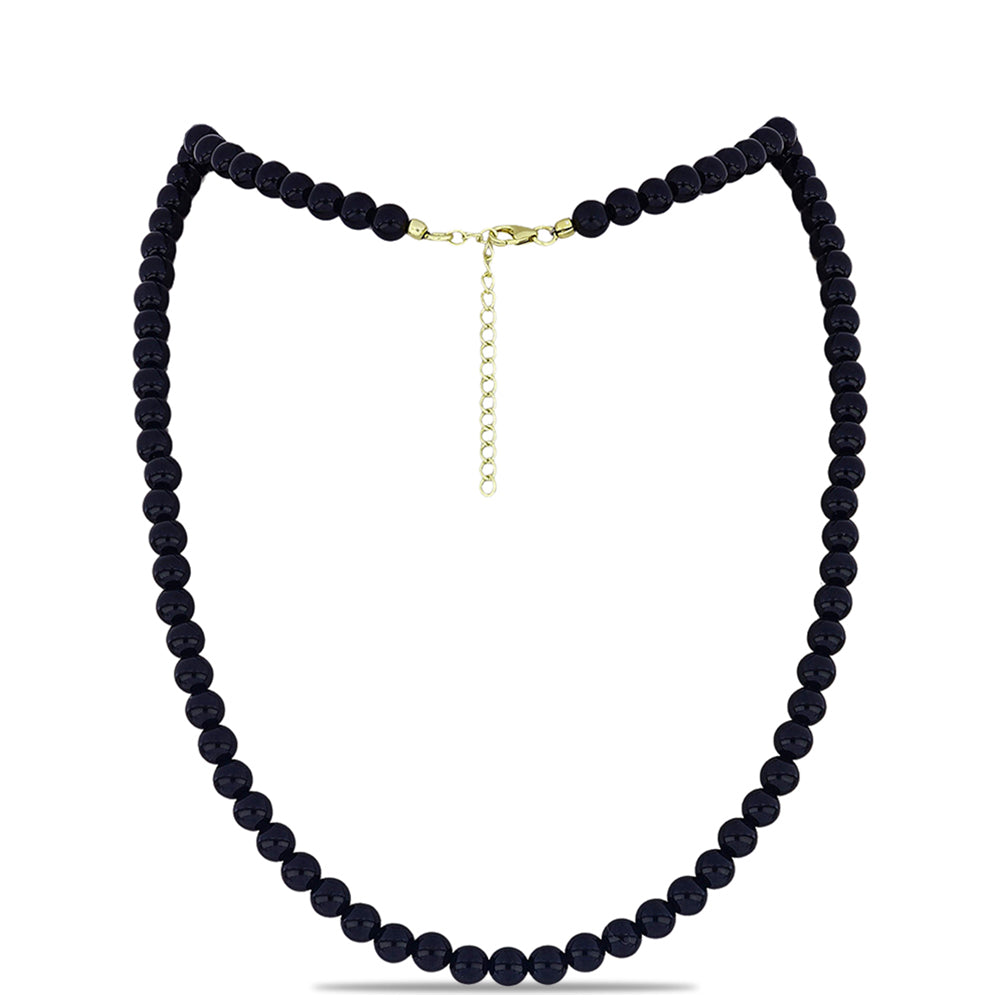 Pozlátený Strieborný Náhrdelník s so Suwarským Čiernym Ónyxom
