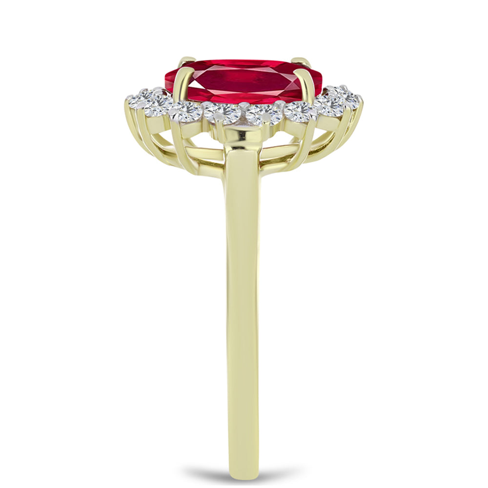 Pozlátený Strieborný Prsteň s Madagaskarským Rubínom a Bielym Topásom