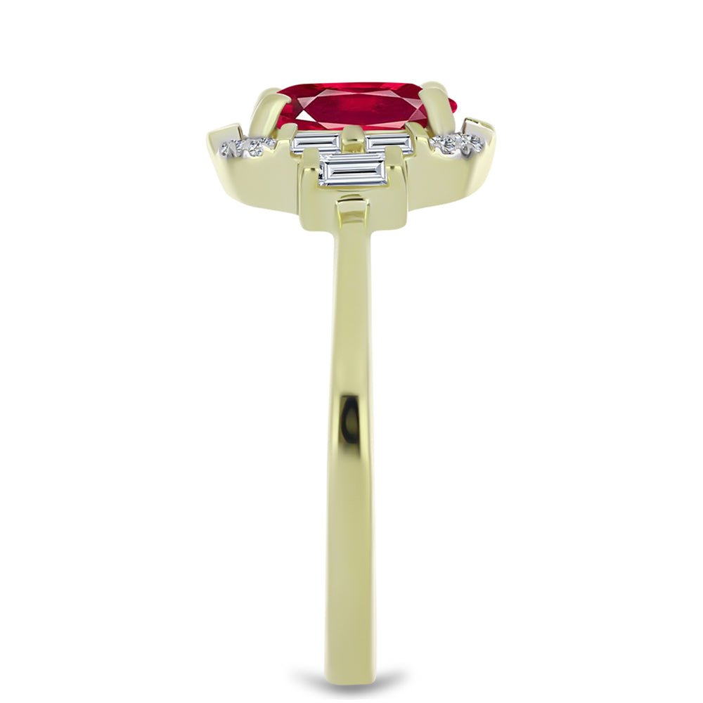 Pozlátený Strieborný Prsteň s Madagaskarským Rubínom a Bielym Zirkónom