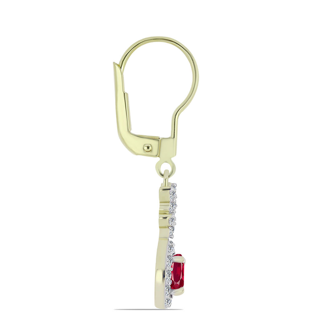 Pozlátené Strieborné Náušnice s Madagaskarským Rubínom a Bielym Topásom