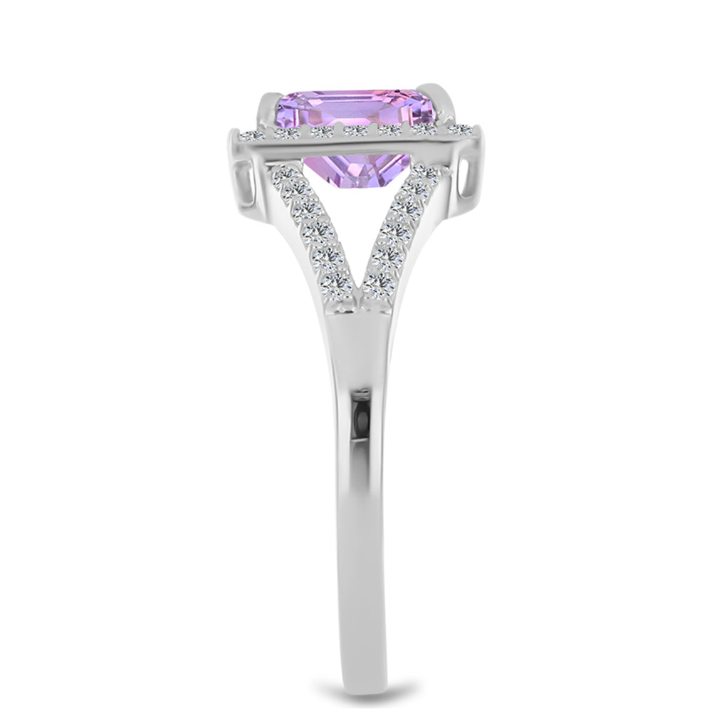 Strieborný Prsteň s Rose De France Ametystom a Bielym Topásom