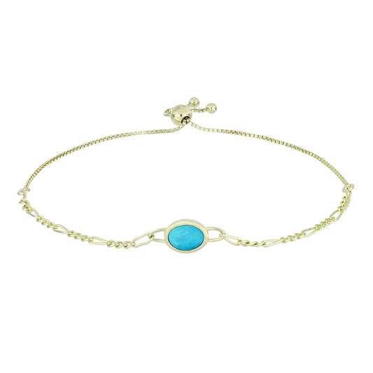 Pozlátený Strieborný Náramok s so Sleeping Beauty Tyrkysom