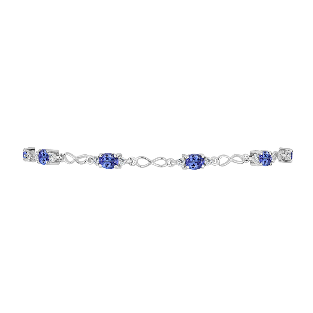 Strieborný Náramok s Tanzanitom a Bielym Topásom