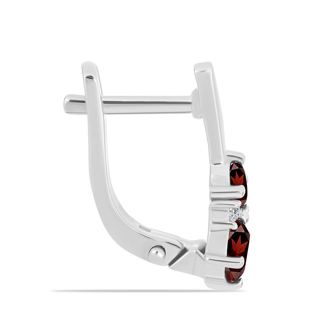 Strieborné Náušnice s Bartonským Granátom a Bielym Topásom