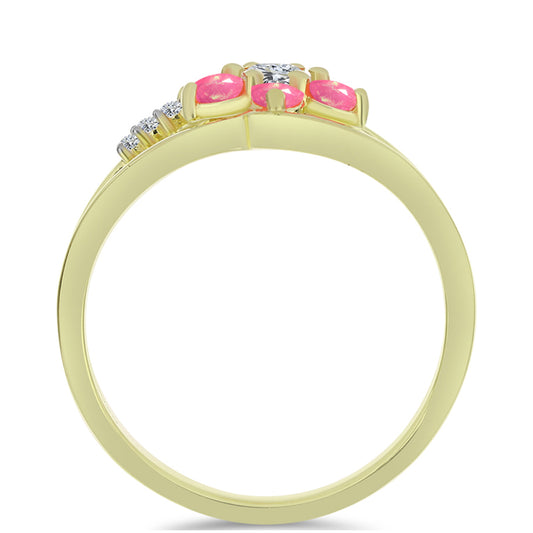 Pozlátený Strieborný Prsteň s Ružovým Etiópskym Opálom z Lega Dembi a Bielym Topásom