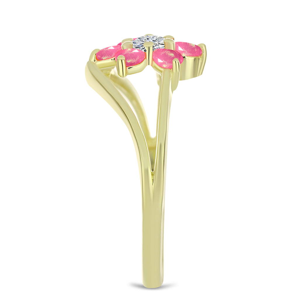 Pozlátený Strieborný Prsteň s Ružovým Etiópskym Opálom z Lega Dembi a Bielym Topásom