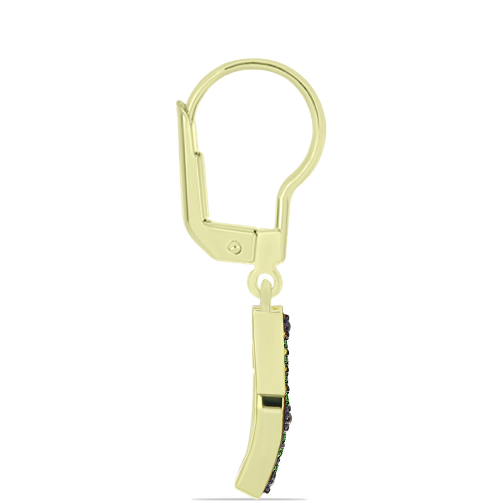 Pozlátené Strieborné Náušnice s so Zeleným Diamantom