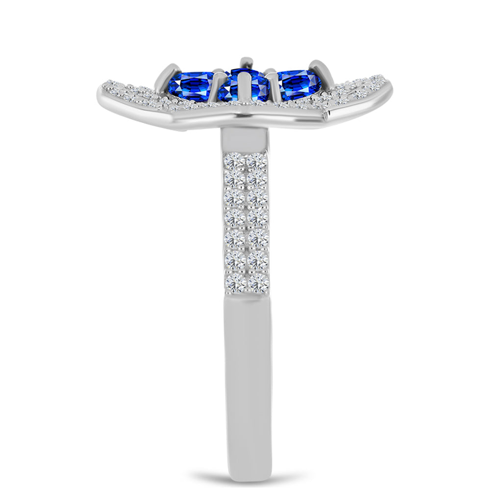 Strieborný Prsteň s Austrálskym Modrým Zafírom a Bielym Topásom