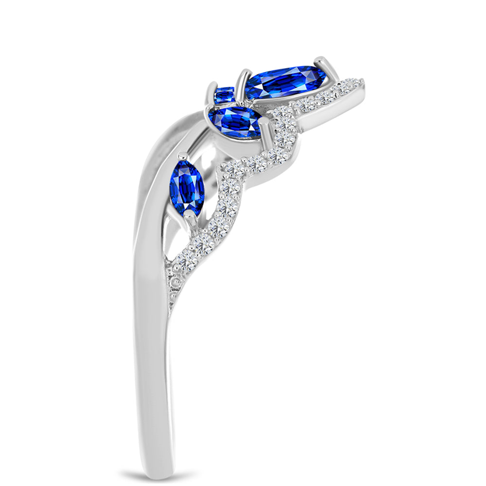 Strieborný Prsteň s Austrálskym Modrým Zafírom a Bielym Topásom