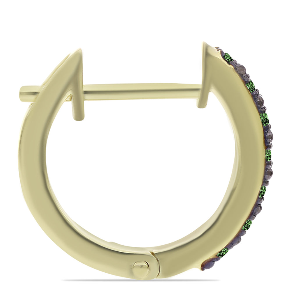 Pozlátené Strieborné Náušnice s so Zeleným Diamantom