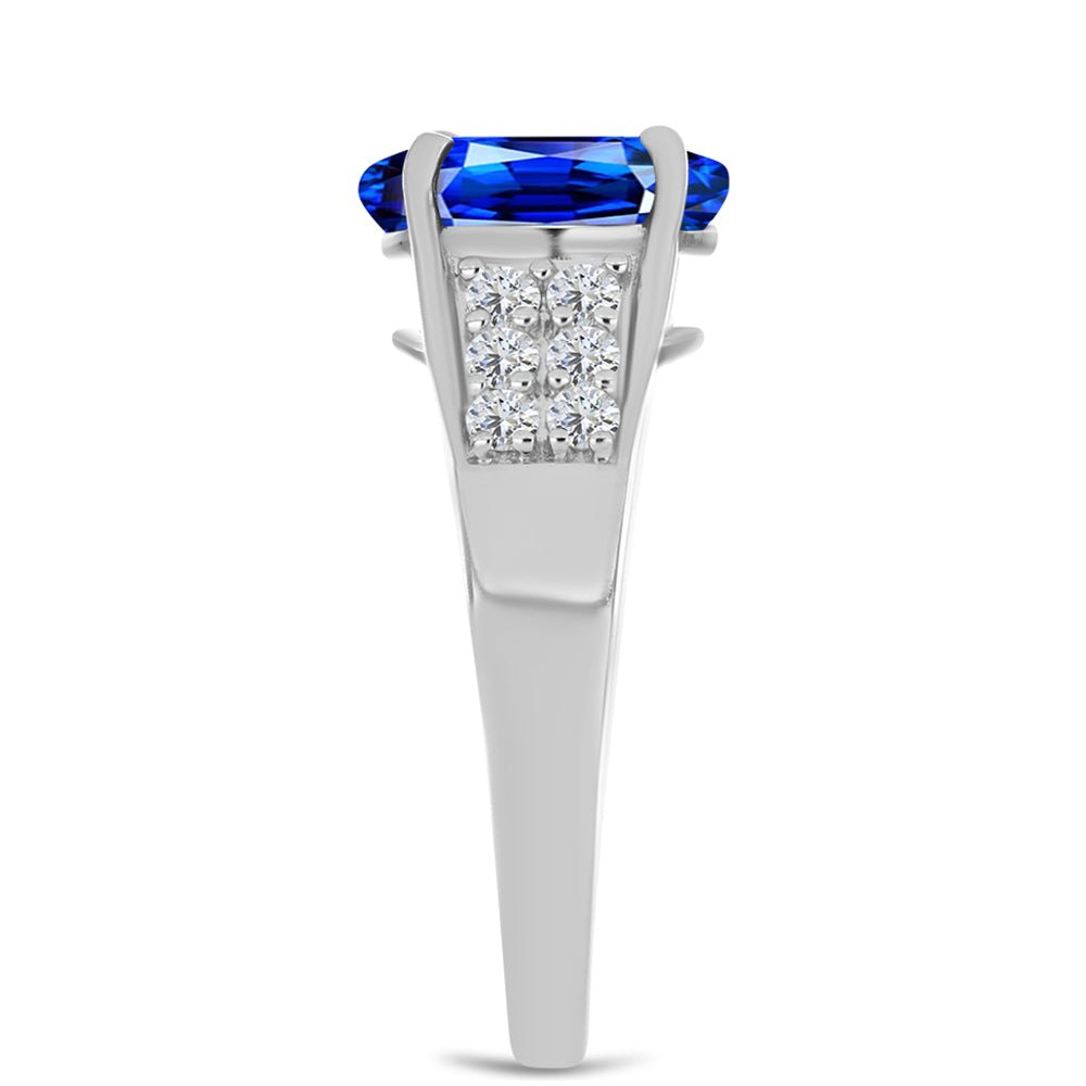 Strieborný Prsteň s Austrálskym Modrým Zafírom a Bielym Topásom