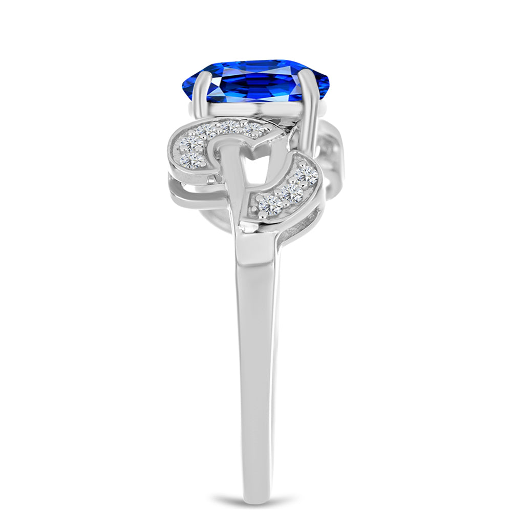 Strieborný Prsteň s Austrálskym Modrým Zafírom a Bielym Topásom