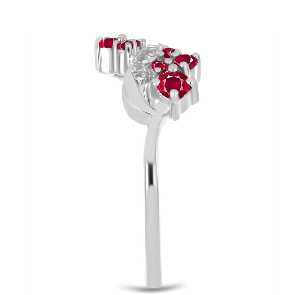 Strieborný Prsteň s Madagaskarským Rubínom a Bielym Topásom