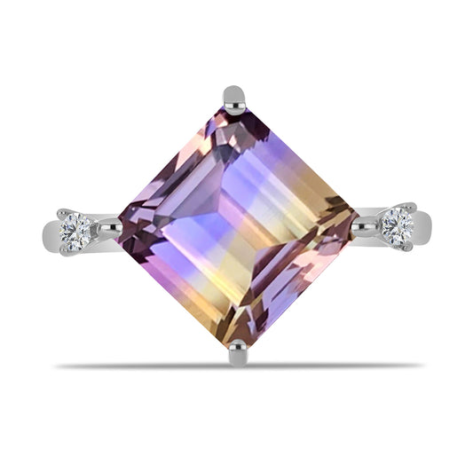 Strieborný Prsteň s Ametrinom z Anahi a Bielym Topásom