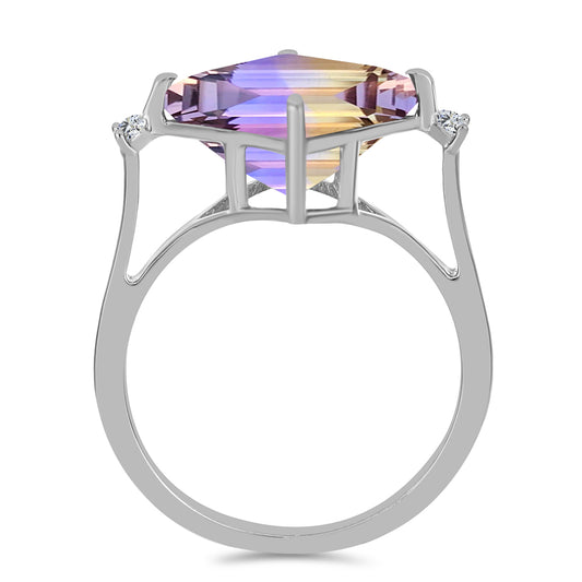 Strieborný Prsteň s Ametrinom z Anahi a Bielym Topásom