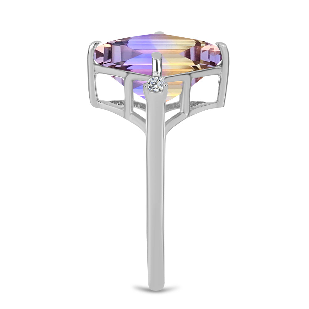 Strieborný Prsteň s Ametrinom z Anahi a Bielym Topásom