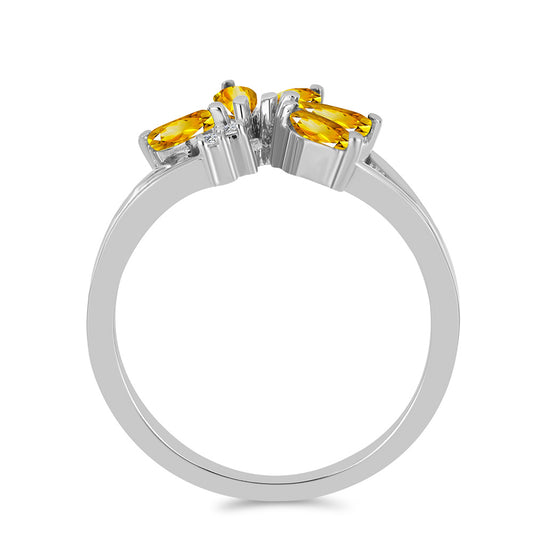 Strieborný Prsteň s Uralským Citrínom a Bielym Topásom