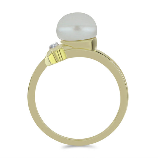Pozlátený Strieborný Prsteň s Bielou Sladkovodnou Perlou a Bielym Topásom