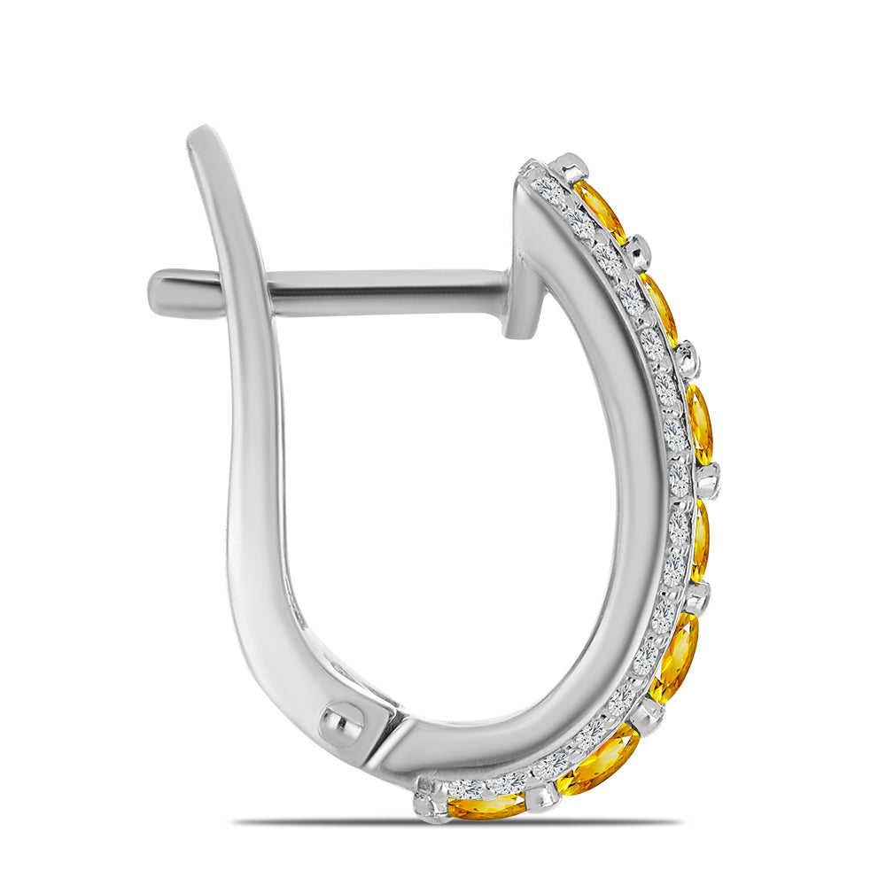 Strieborné Náušnice s Uralským Citrínom a Bielym Topásom