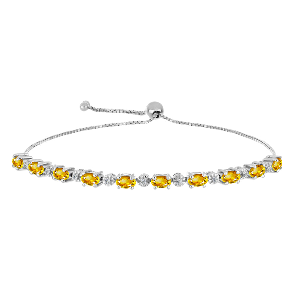 Strieborný Náramok s Uralským Citrínom a Bielym Topásom