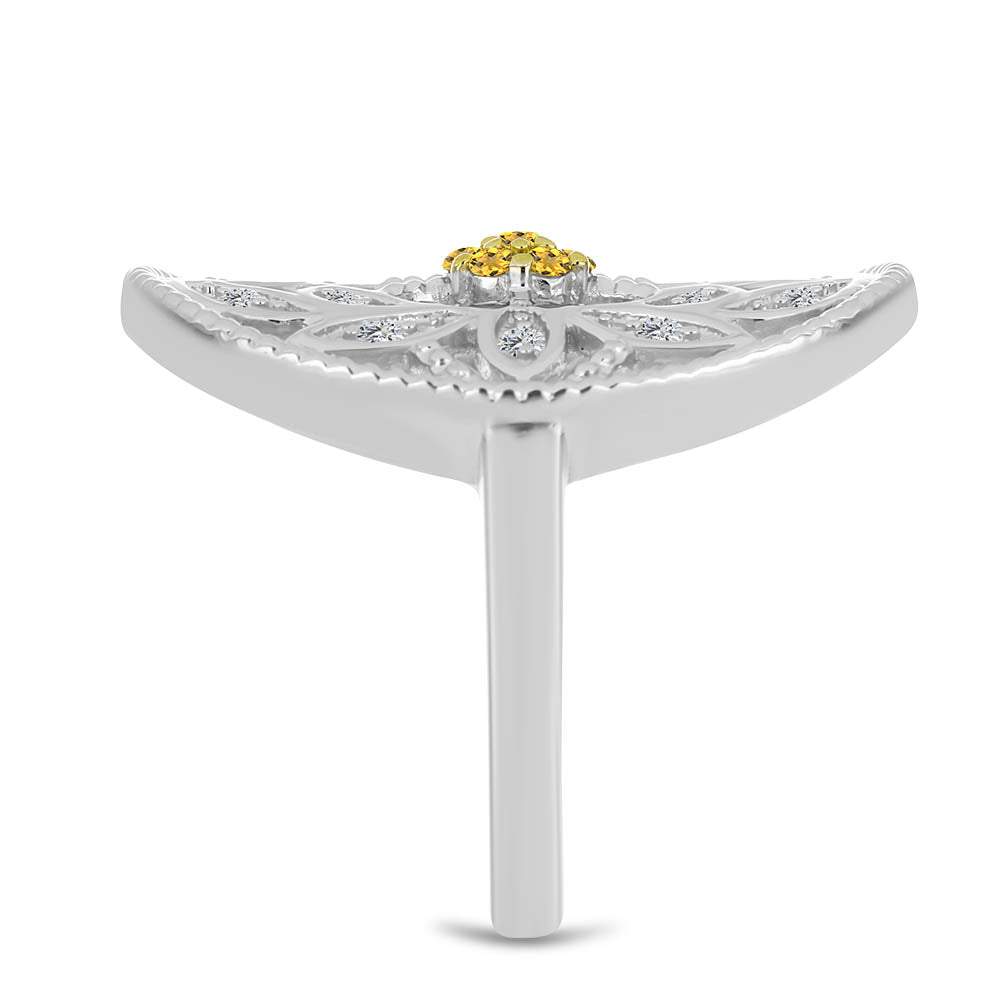 Strieborný Prsteň s Uralským Citrínom a Bielym Topásom