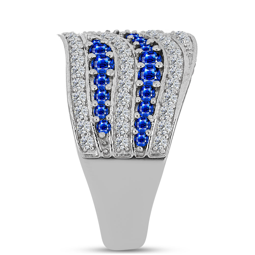 Strieborný Prsteň s Austrálskym Modrým Zafírom a Bielym Topásom