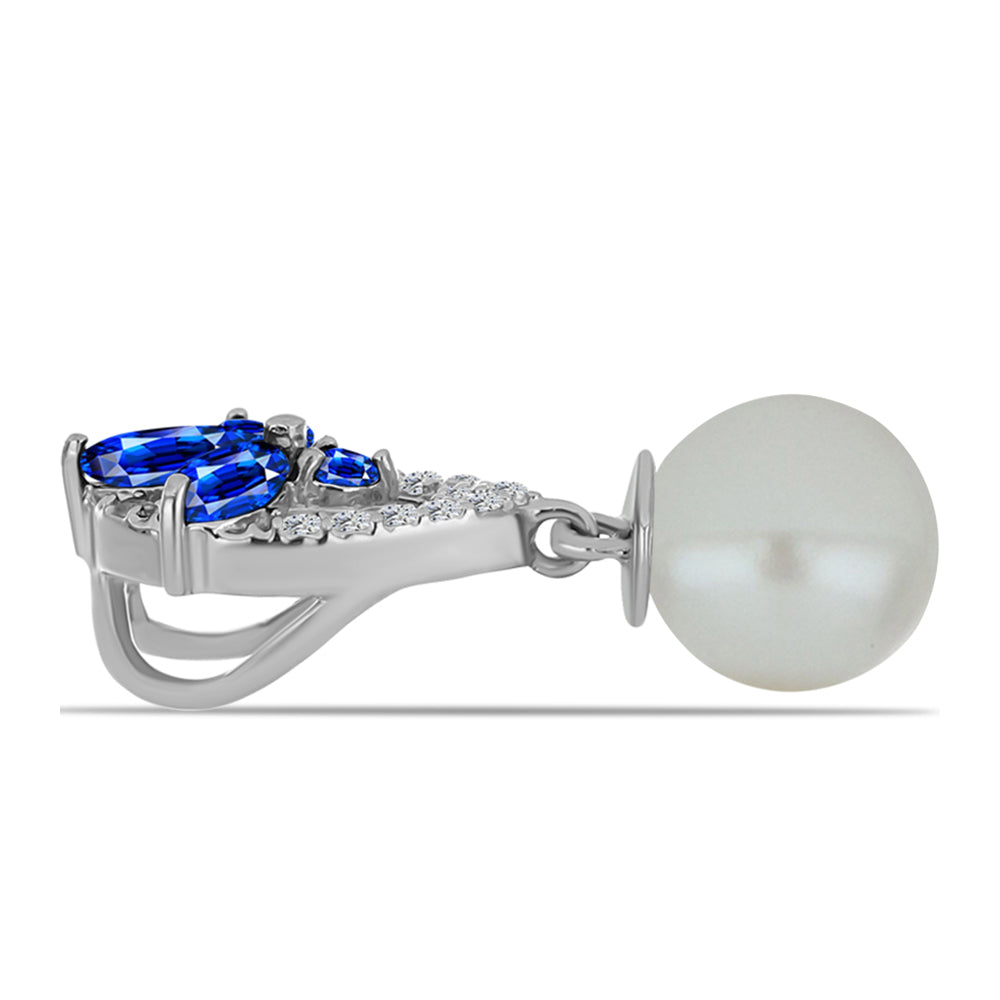 Strieborný Prívesok s Austrálskym Modrým Zafírom a so Sladkovodnou Bielou Perlou