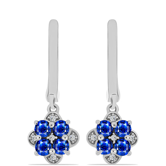 Strieborné Náušnice s Austrálskym Modrým Zafírom a Bielym Topásom