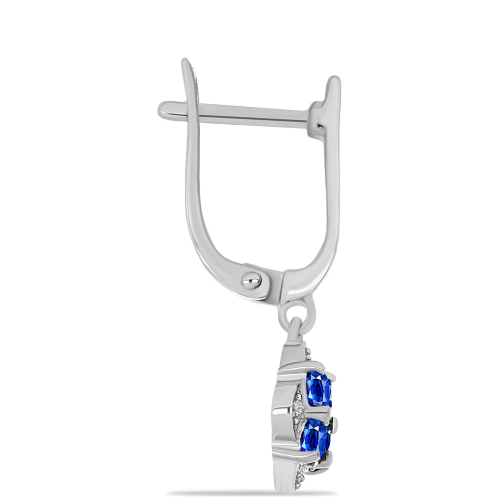 Strieborné Náušnice s Austrálskym Modrým Zafírom a Bielym Topásom
