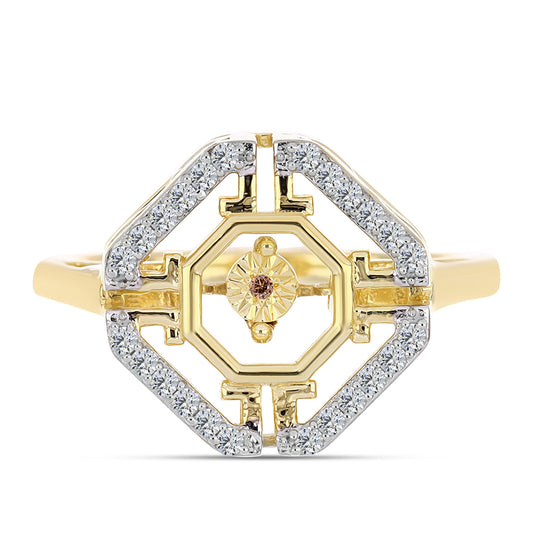 Pozlátený Strieborný Prsteň s Koňakovým Diamantom a Bielym Topásom