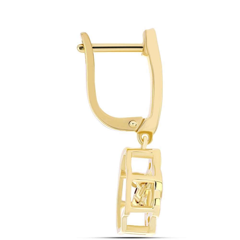 Pozlátené Strieborné Náušnice s Koňakovým Diamantom