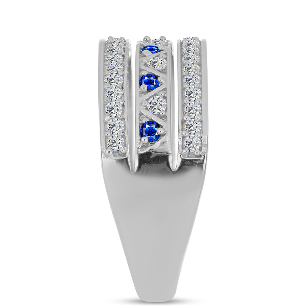 Strieborný Prsteň s Austrálskym Modrým Zafírom a Bielym Topásom