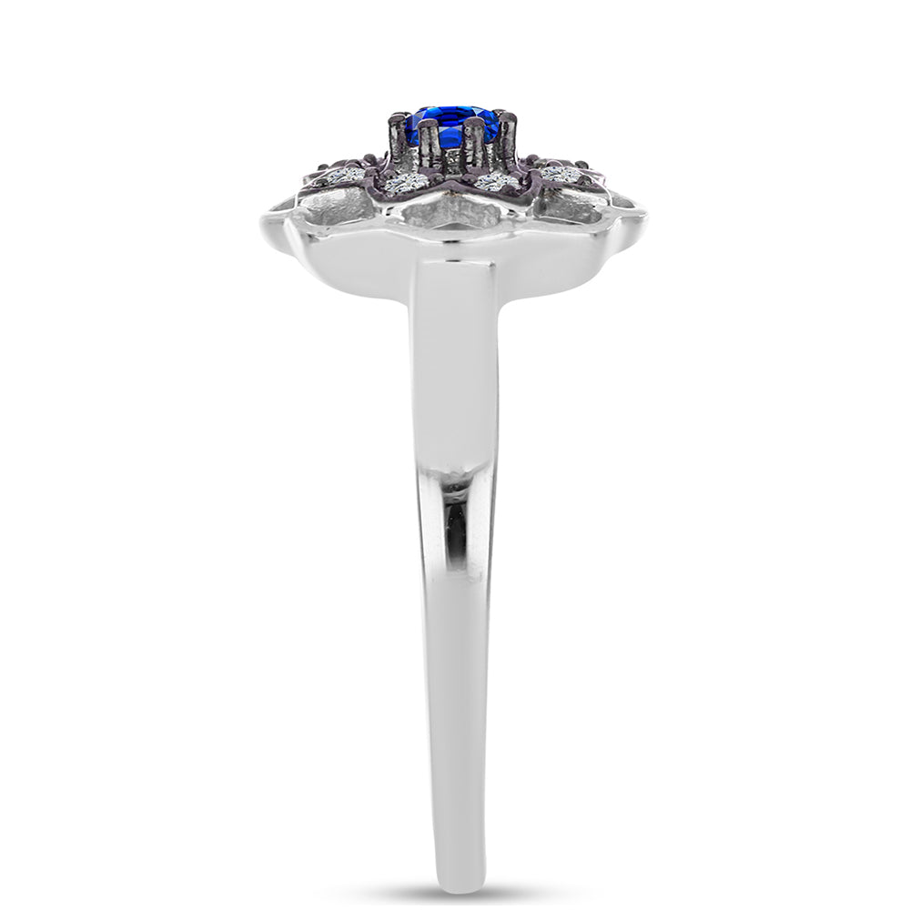 Strieborný Prsteň s Austrálskym Modrým Zafírom a Bielym Topásom