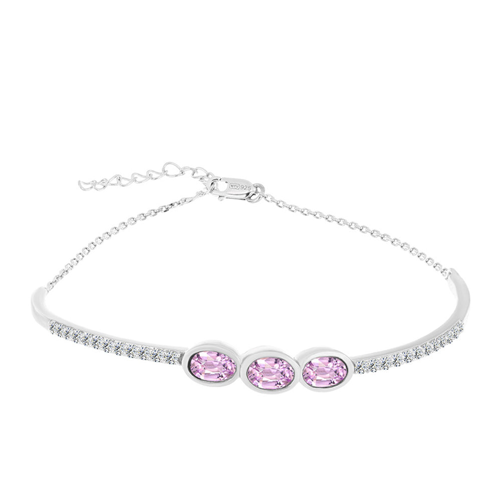 Strieborný Náramok s Kunzitom z Pala a Bielym Topásom