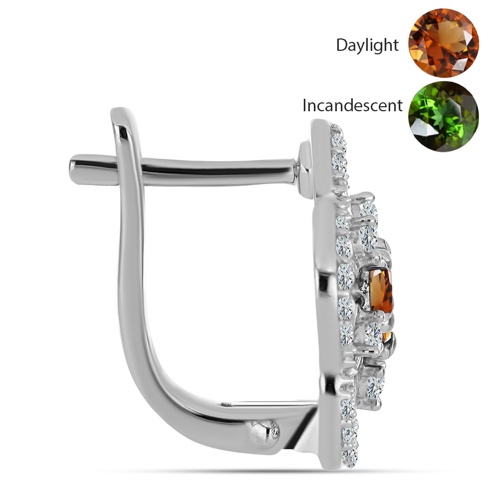 Strieborné Náušnice s Certifikovaný Anatólskym zultanitom pestovaný v laboratóriu a Bielym Topásom