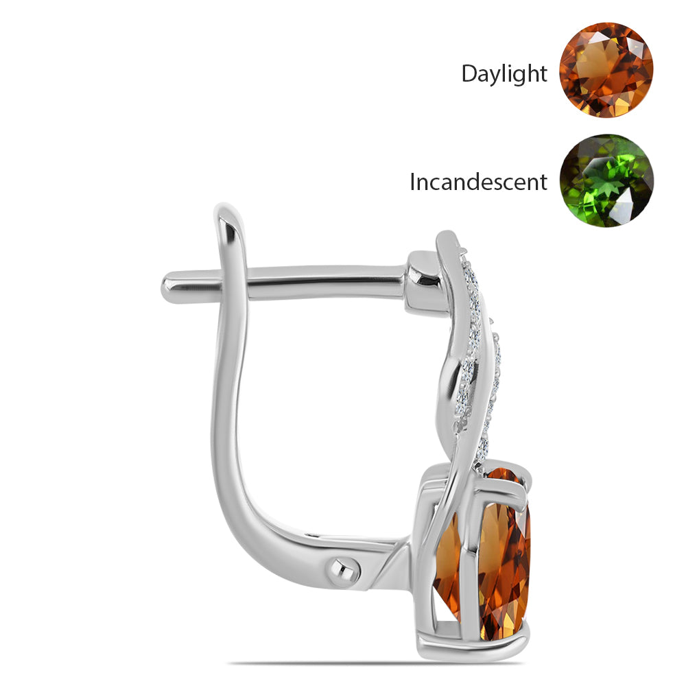 Strieborné Náušnice s Certifikovaný Anatólskym zultanitom pestovaný v laboratóriu a Bielym Topásom