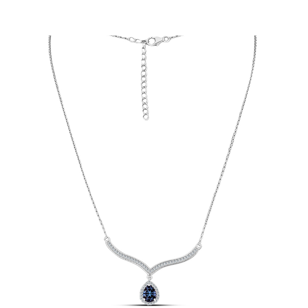 Strieborný Náhrdelník s "Cisársky fialový" moissanitom a Bielym Topásom
