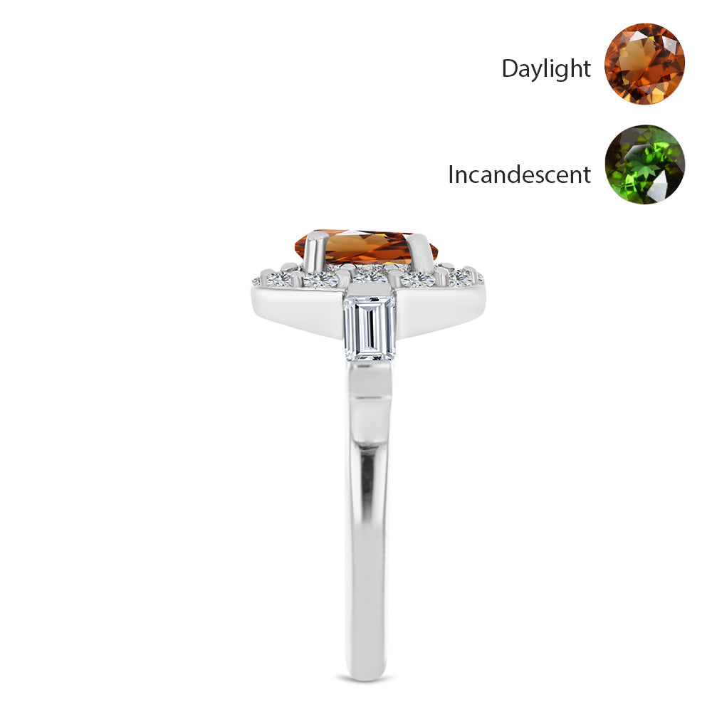 Strieborný Prsteň s Certifikovaný Anatólskym zultanitom pestovaný v laboratóriu a Bielym Topásom